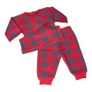 Kyle & Deena Red Black Buffalo Plaid Christmas Holiday Outfit Size 0-3M